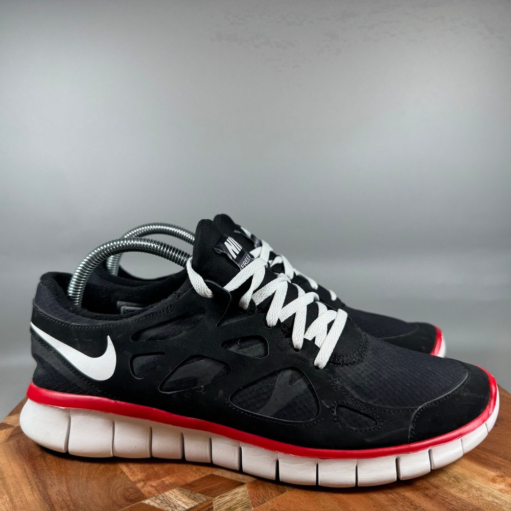 Nike Free Run 2 iD Mens Size 9 Black White Red Running Shoes 477285-991